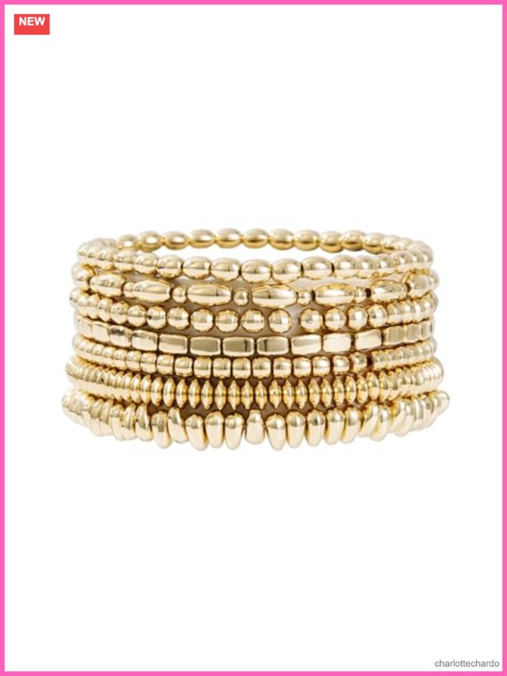 14K Gold Plated Beaded Bracelets Set Stack Pearl Stretch Elastic Hypoallergenic